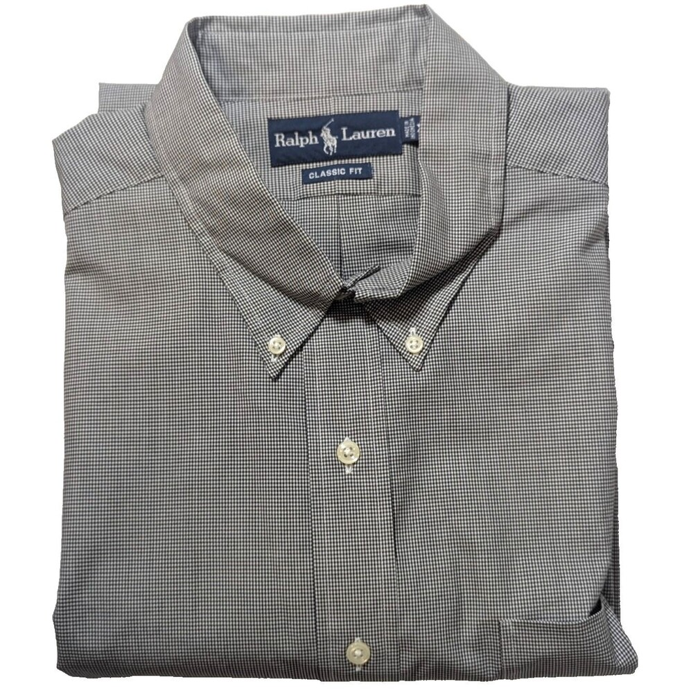 NWT VTG Ralph Lauren Shirt Men's XXL Classic Fit Short Sleeve Y2K Micro Check